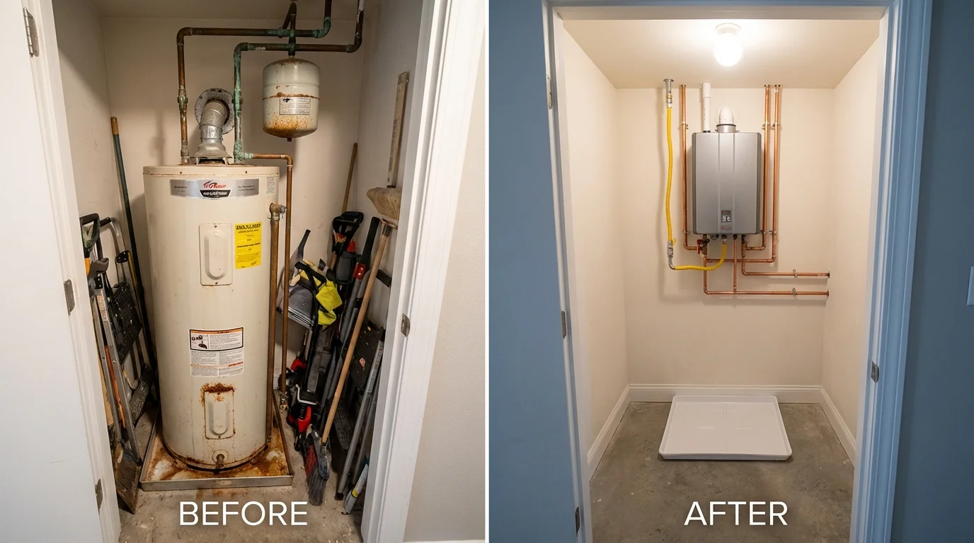 Tank water heater versus wall-mounted tankless unit comparison for Rogers, AR homeowners